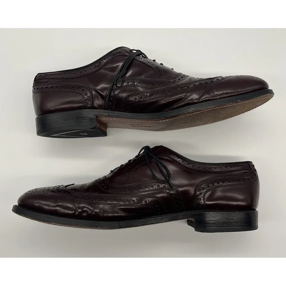 Allen Edmonds McAllister Dress Shoes Mens 11 D Burgundy Wingtip‎ Leather Oxford